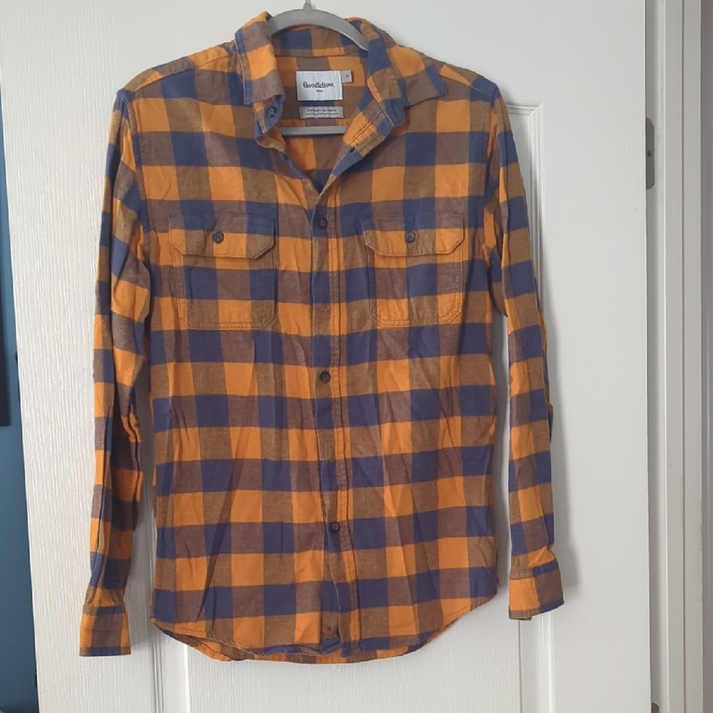 Goodfellow & Co Men's Yellow and Blue Plaid Shirt